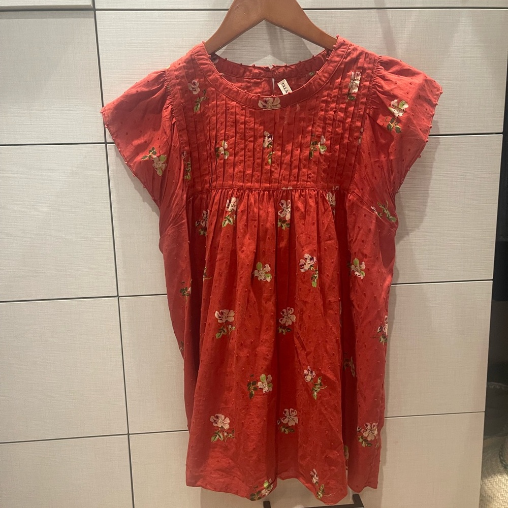 Ulla Johnson red floral short sleeve top